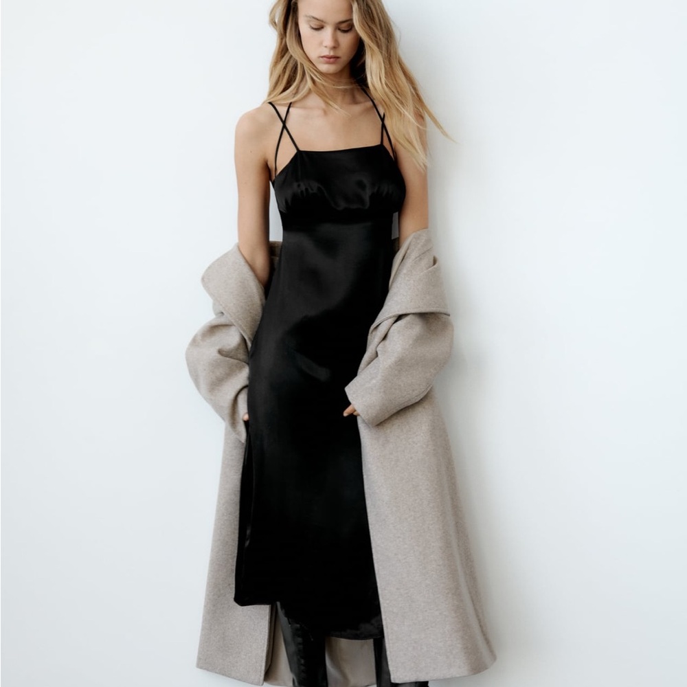 Zara Black Midi Slip Dress